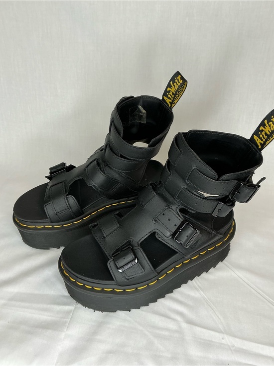 Dr. Martens Shoes - 2110 - Dr. Martens Black Leather Platform Strappy Sandals